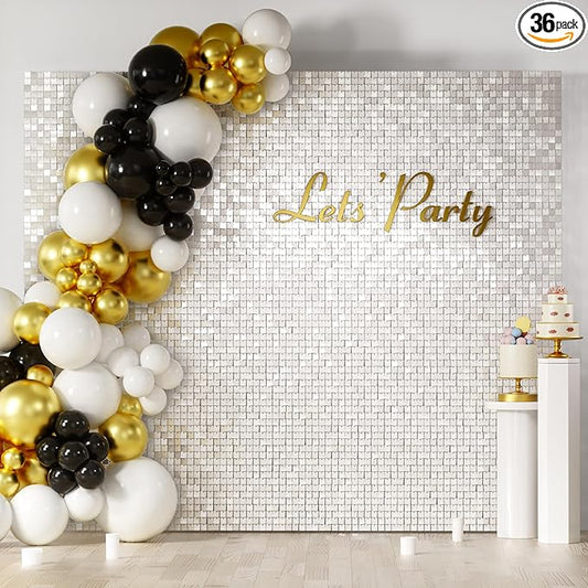 COKAOBE Mirror White Shimmer Wall Backdrop, Photo Backdrops