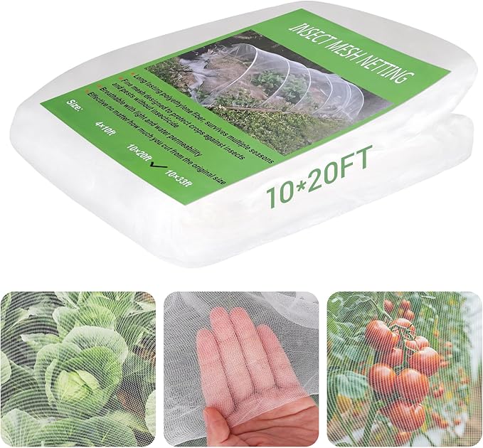 Ultra Fine 10'x20' Garden Netting â No Frame Needed, Easy Install, Pest Barrier & Bird Netting, Plant Cover for Garden, Greenhouse, Patio, Protecting Vegetables, Flowers, Trees