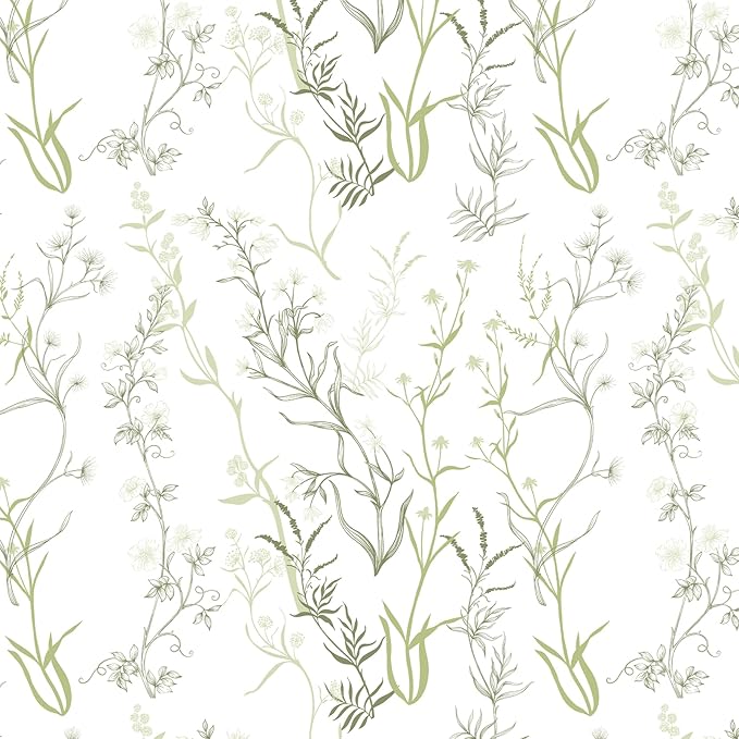 Timeet Floral Peel and Stick Wallpaper Botanical Wildflower Self Adhesive Wall
