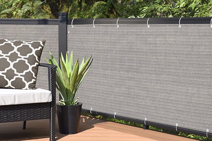 Alion Home© HDPE Privacy Screen Mesh for Pool, Patio, Deck, Balcony, Railing, Fence. No Black Trim. (4' x 20', Smoke)