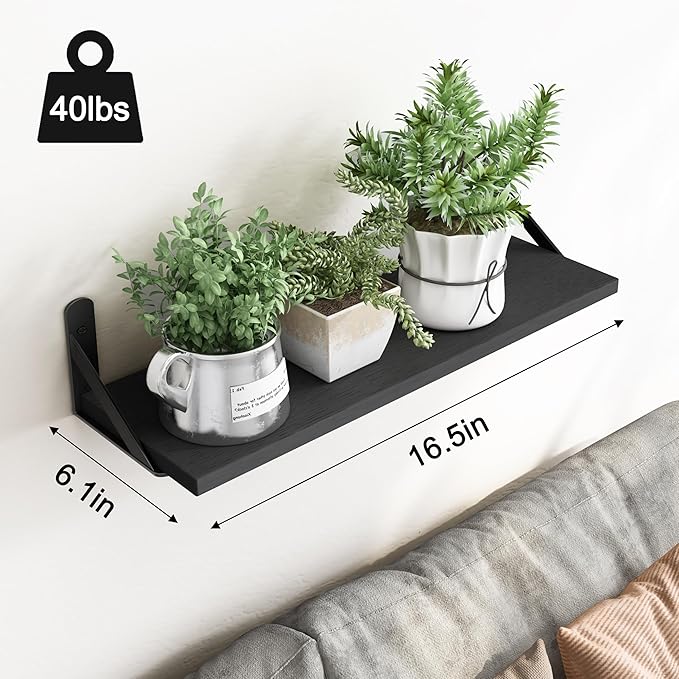 YGEOMER Wall Shelves for Bedroom, 16.5 Inch Floating Shelves for Wall, Shelves