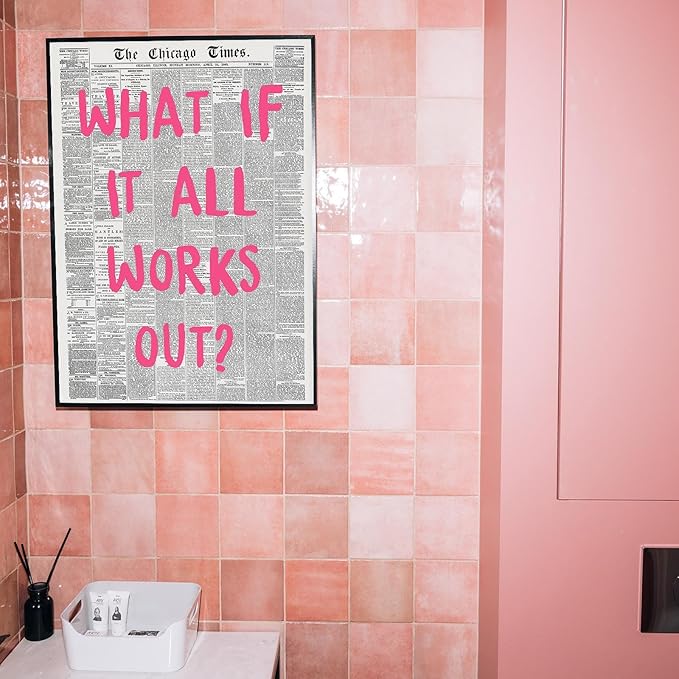 Liyark Retro Trendy Newspaper Canvas Wall Art 'What If All Works Out' Poster