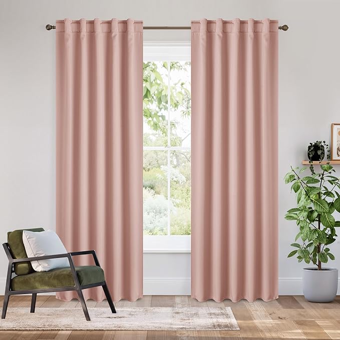 RYB HOME Bedroom Blackout Curtains 80 inches Long, 100% Blackout Thermal