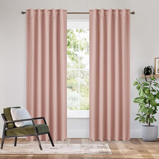 RYB HOME Bedroom Blackout Curtains 80 inches Long, 100% Blackout Thermal