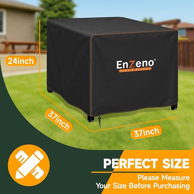 Enzeno Fire Pit Cover Square,Outdoor Firepit Cover Waterproof,Oxford Cloth Patio Fire Table Cover for Outdoor Fire Pit,Fits 35-37 inch Gas Firepit covers(37"L x 37"W x 24"H)