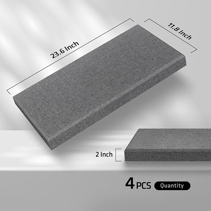 UMIACOUSTICS 4 PCS Acoustic Panels, 2“ Thick 23.6" x 11.8" Fiberglass Sound
