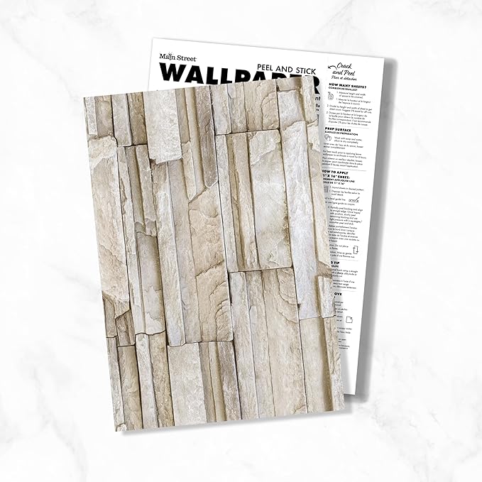 Main Street Peel and Stick Wallpaper Eco-Friendly Sheets 12 Pack, 11 X 16 Inch