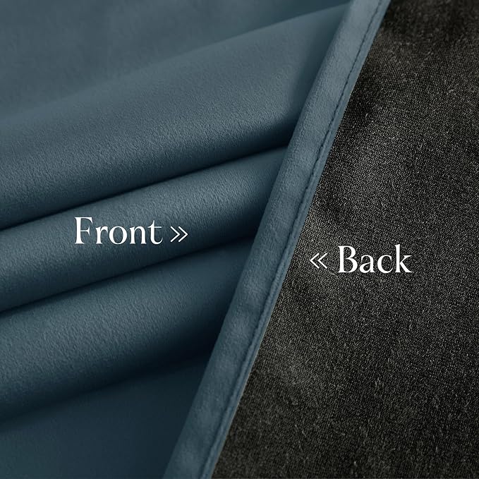 NICETOWN Blue Velvet Curtains 84 inches