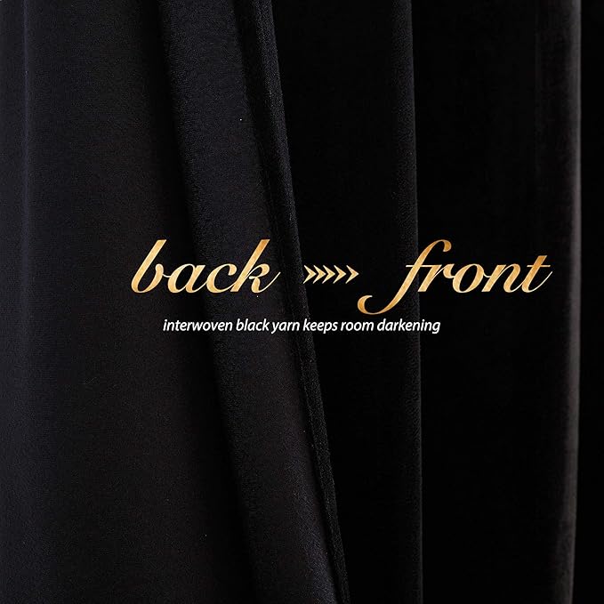 NICETOWN Black Out Velvet Curtains 54 inches Long
