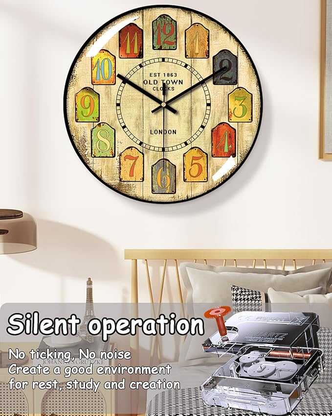 Decorative Wall Clocks Batterys Operated, Retro Wall Clock