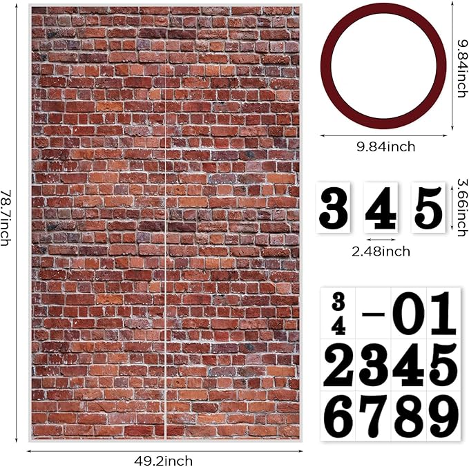 Brick Wall Party Backdrop, Wall Decoration, Curtains Door, Old Red Brick Wall
