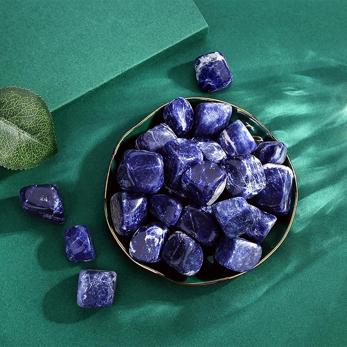 QINJIEJIE Lapis Lazuli Crystals Brazilian Polished Stone 0.6-1" Natural Irregular Stone Tumbled Reiki Healing Crystal for Succulents Plants Vase Filler Decoration Bulk 0.45 LBS