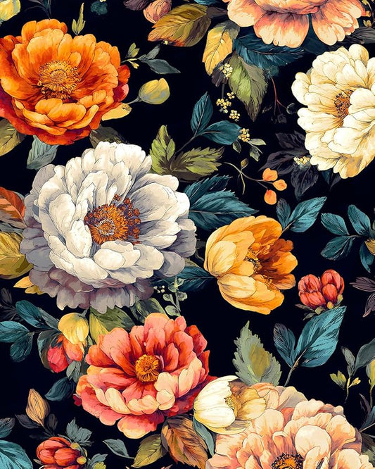 BOKEBEVE Extra Long Peel and Stick Wallpaper Vintage Extra Long Floral