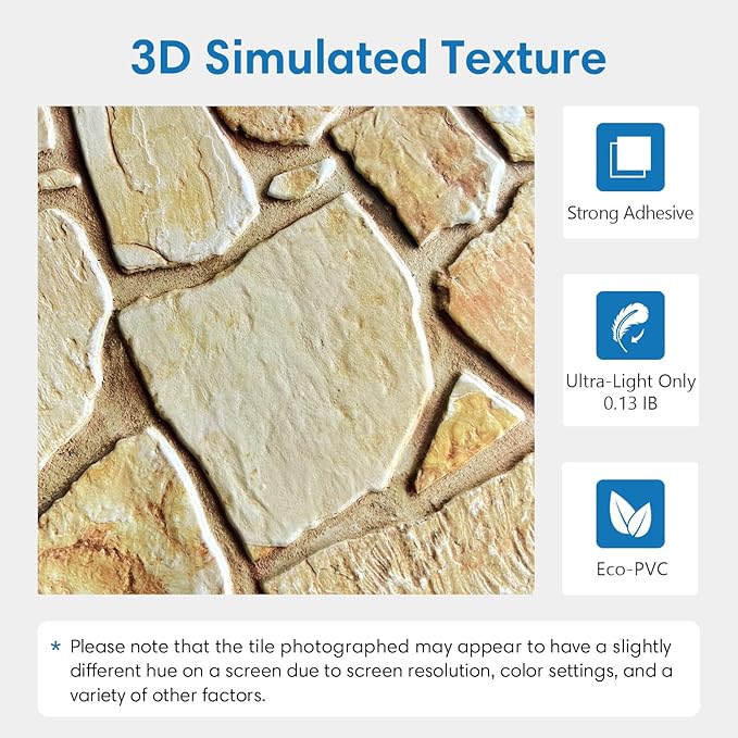 COMSTICKC 3D Faux Stone Wall Panel Peel and Stick Wall Stickers, Not Real Stone