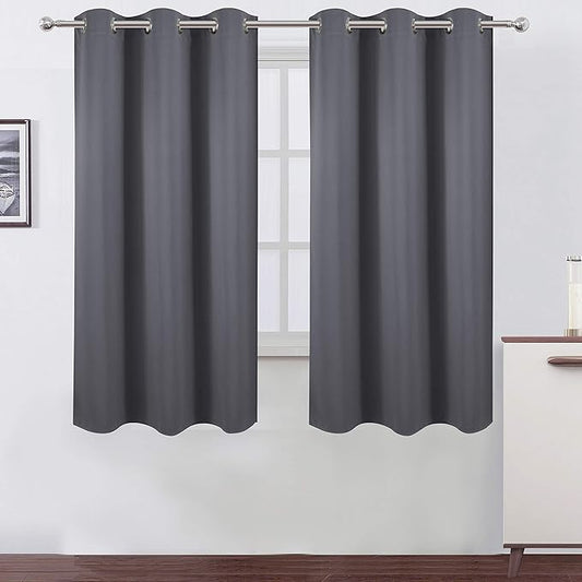 LEMOMO Grey Thermal Blackout Curtains/38 x 63 Inch/Set of 2 Panels Room