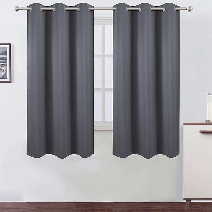 LEMOMO Grey Thermal Blackout Curtains/42 x 63 Inch/Set of 2 Panels Room