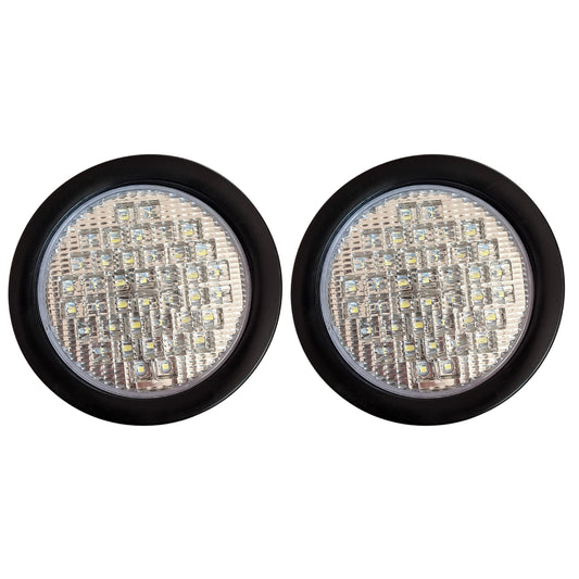 All Star Truck Parts 4in Round LED Backup Lights, 40 Diodes, Waterproof, Rubber, Model ASA440W2, 2x White