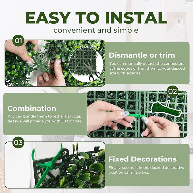 Artificial Boxwood Roll Panels: 60"x138" UV-Anti Faux Hedge Privacy Screen