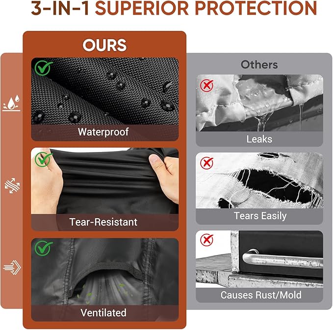 24 inch Grill Cover for Nexgrill 720-0864RA 2 Burner Gas Griddle, Waterproof BBQ Cover for Megamaster 720-0864MA, Char-Broil 463673519P1 Propane Grill with Foldable Side Table (24"×23“×42“)