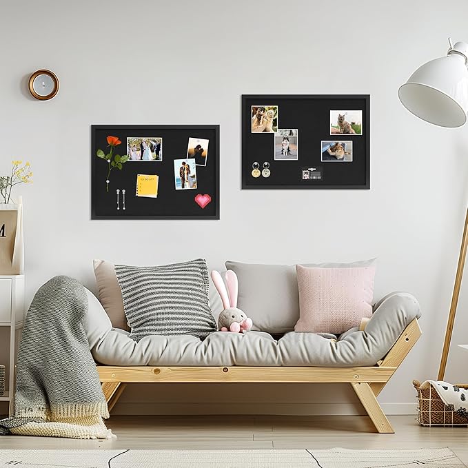 DAHAPYBOO Cork Board with Linen Black, Bulletin Board 23"x17", Corkboards