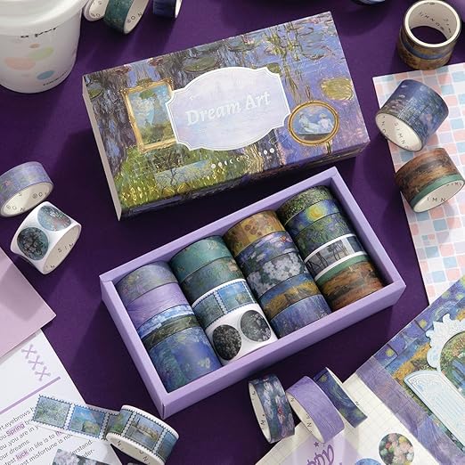 Auguro 18 Rolls Washi Tape Set Art washi Tape for Crafts and Journaling Scrapbooking Supplies Scrapbook Tape Decorative washi Tape for Scrapbooking