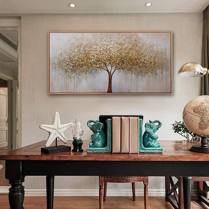 Wall Art Abstract Gold Tree of Life Framed Modern Artwork Canvas Painting