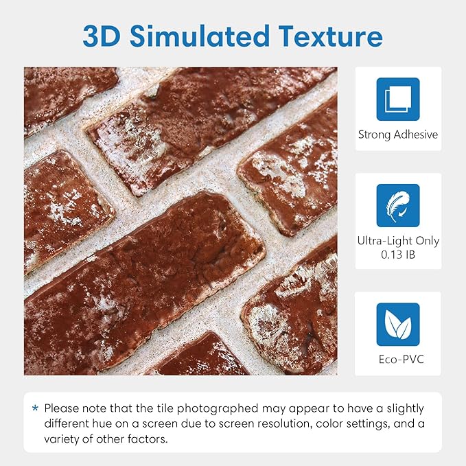 COMSTICKC 3D Faux Brick Wall Panels Peel and Stick, Small Size Thin PVC Fake