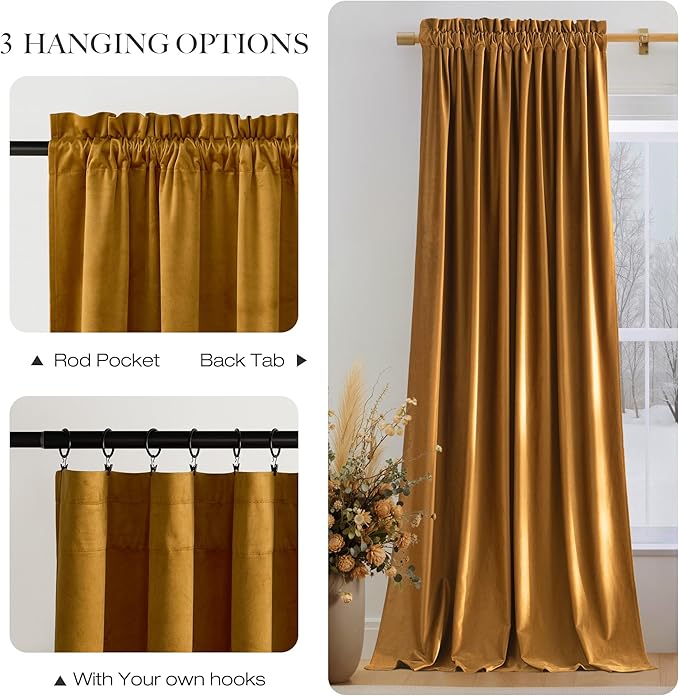NICETOWN 96 inch Warm Velvet Blackout Curtains