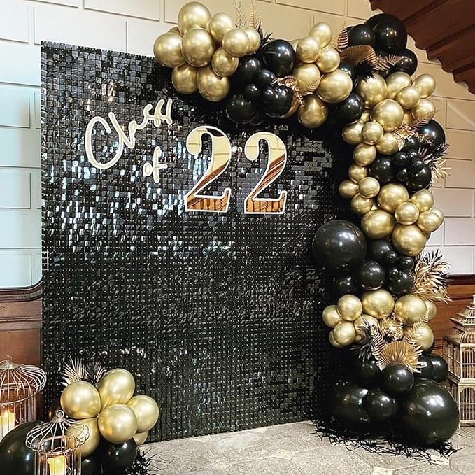 COKAOBE Black Shimmer Wall Backdrop, Photo Backdrops