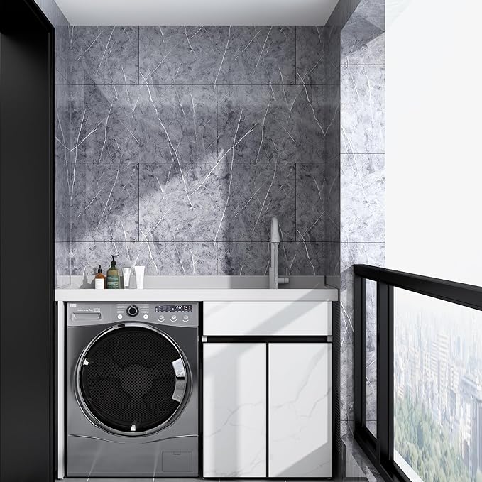 Haimin Wall Panels Peel and Stick 20 Pieces 23.6x11.8in Backsplash Marble Look