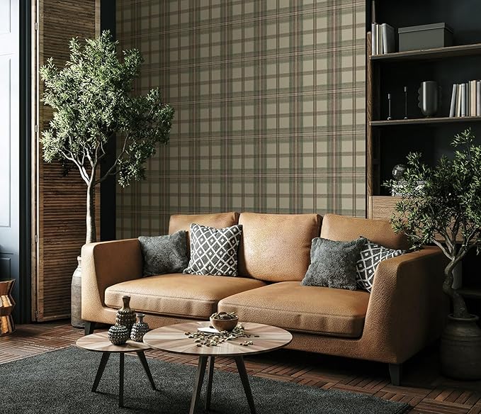 NextWall Harry & Grace Herringbone Plaid Premium Matte Non-Woven Peel and Stick