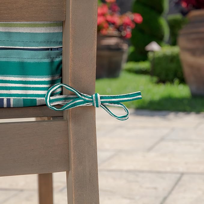 Arden Outdoor Deep Seat Cushion Set (4-Pack), 24 in x 24 in, Weather-Proof, Rain-Proof, Fade Resistant Patio Cushion for Chair, Sofa, and Couch Teal Cobalt Stripe