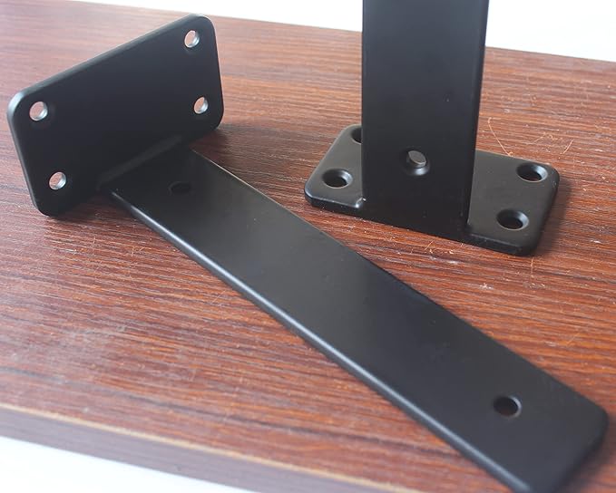 10 Pack - 8 inch Black Hidden L Shelf Bracket Iron Floating Shelf Brackets