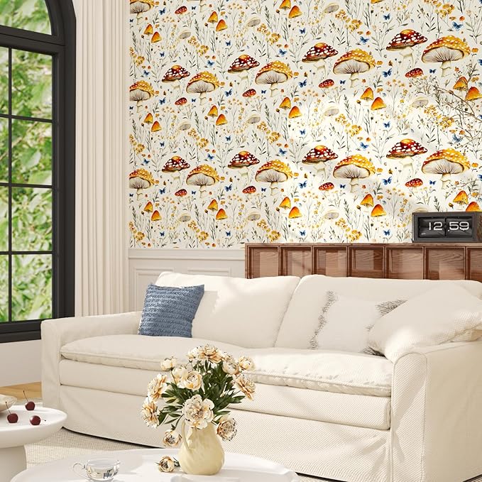 BOKEBEVE Vibrant Floral Peel and Stick Wallpaper Colorful Floral Wallpapers