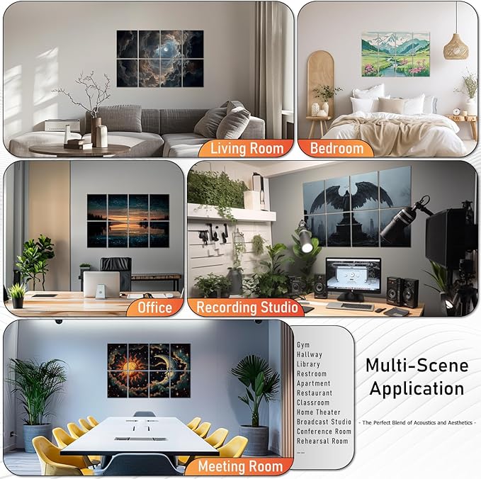 Art Acoustic Panels Tiles Decorative Room Sound Proof Foam Absorbing Panels