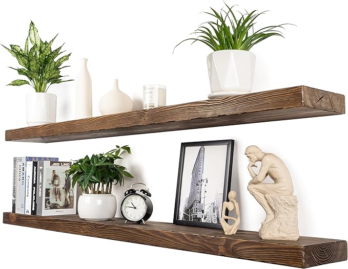 Floating Shelves 60 inch Long 8 "deep Set of 2, Heavy Duty Wood Wall Mounted
