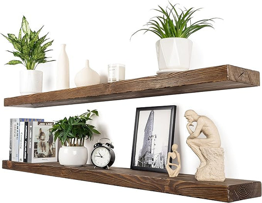 Floating Shelves 60 inch Long 8 "deep Set of 2, Heavy Duty Wood Wall Mounted