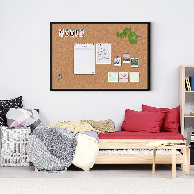 2-Pack Cork Board Bulletin Board 24 x 18, Office Board
