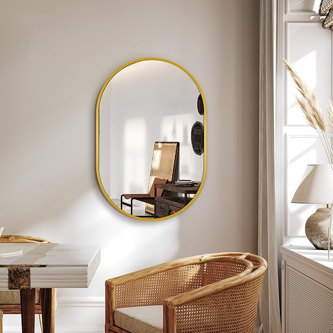 Bathroom Mirror for Wall, Metal Framed Vanity Mirror