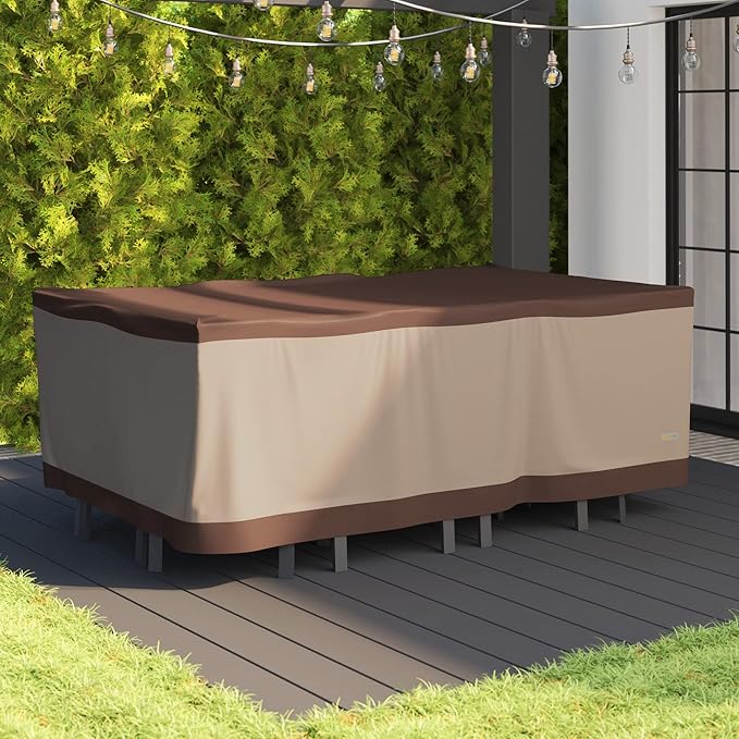 DUCKCOVERS Ultimate Water-Resistant 92 Inch Square Patio Table & Chair Set Cover, Outdoor Table Cover