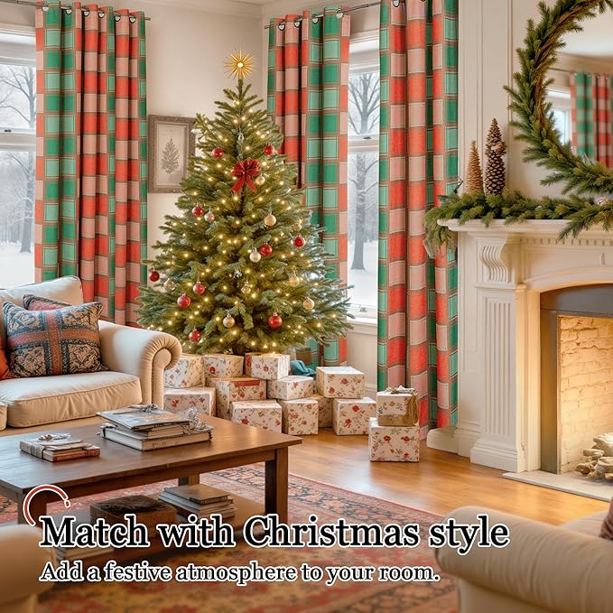 Lajode Plaid Curtains for Living Room 84 Inches Long