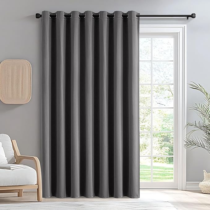 IGEMAEVE Blackout Sliding Door Curtains 84 Inch Length, Extra Wide Room Divider