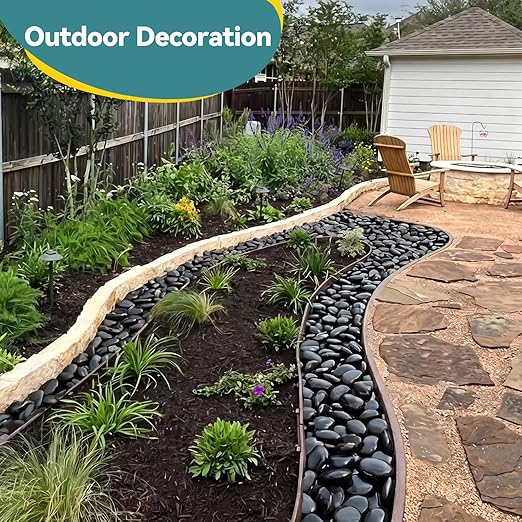 20lbs Black Rocks for Planters, 3-4 Inch Decorative Rocks for Potted Plants, Polished Garden Stones for Outdoor Landscaping, Walkways, Yard, River Rocks for Flower Pots, Vase