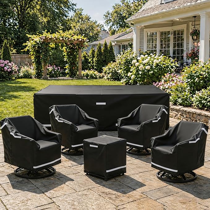 Rectangular Outdoor Furniture Covers Waterproof, 108.5" x 82.5" x 28" Heavy Duty Patio Furniture Covers, 100% Waterproof Outdoor Couch Covers, Lawn Patio Sofa Cover with Reflective Strip and Air Vent