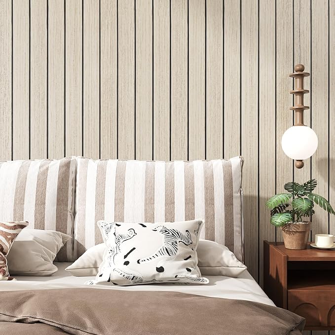 VEELIKE Coastal Oak Wood Wall Panels Peel and Stick Light Oak Wood Slat Wall