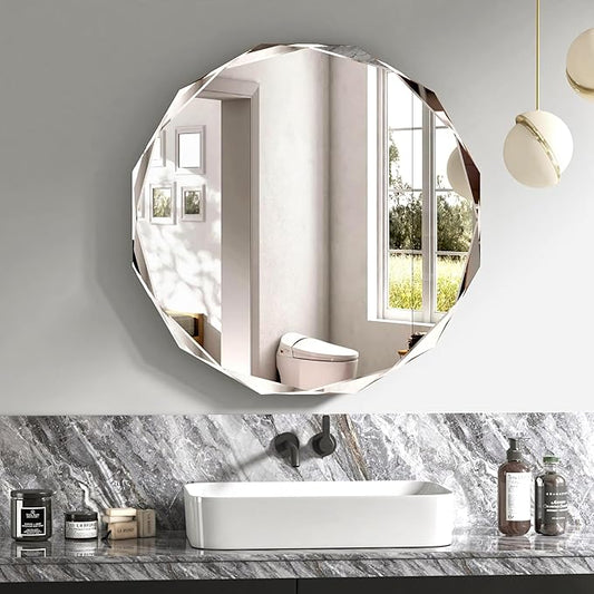 Bathroom Mirrors for Over Sink, Round Frameless Mirrors for Wall, 30x30 Inch