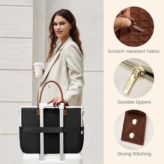 LOVEVOOK Laptop Tote Bag for Women With Large Cup Holder, Work Bags Teacher Nurse Bag, 15.6 Inch Professional Briefcase Business Travel Large Purses Handbag Gifts, Diaper Bag With Multi-Pockets