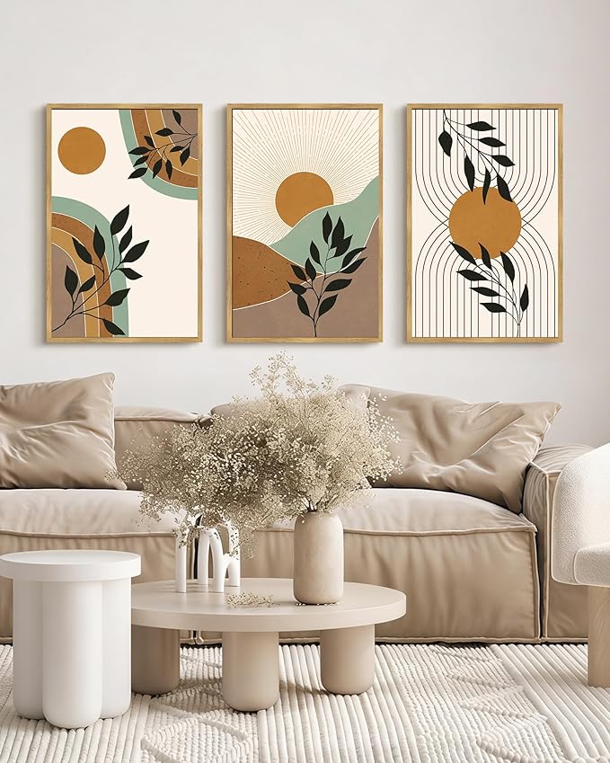 PHOPAGO Boho Wall Art Sage Plant Botanical Framed Wall Printing Large 24x36in