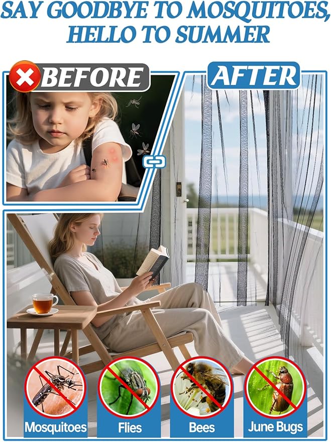 ANPHSIN 40x10ft Nearly Invisible Mosquito Net for Patio - Mesh Netting Screen for Outdoor Garden Porch Balcony, Protects Skin & Plants from Bugs, Birds, Black