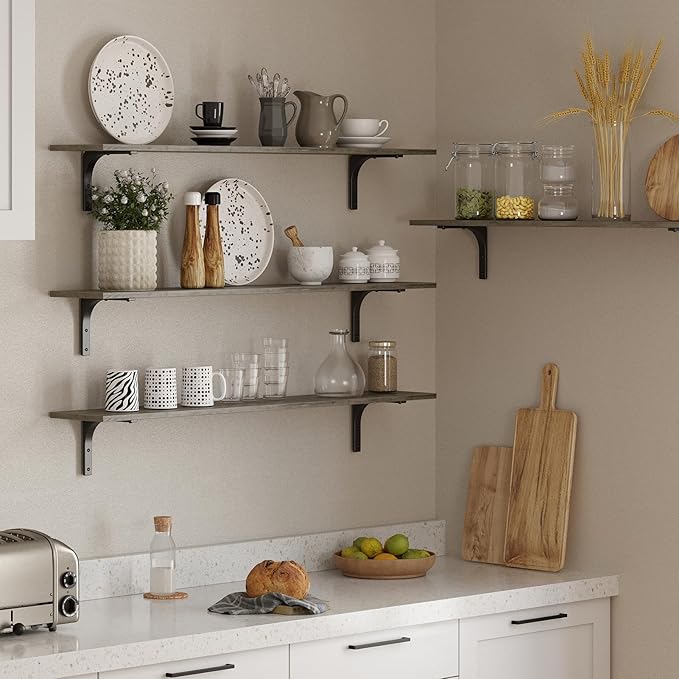 DINZI LVJ Long Wall Shelves, 55.1Inch Wall Mounted Shelves Set of 2, Extra